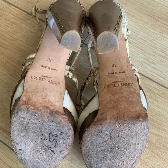 Vintage Jimmy Choo Snakeskin, Wood and Perspex Heels - Picture 10 of 11